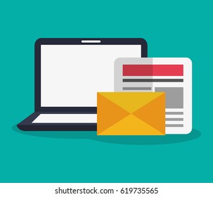 computer with instant messaging related icons image  