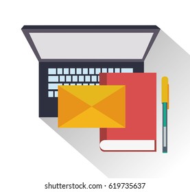 computer with instant messaging related icons image  