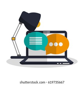 computer with instant messaging related icons image  