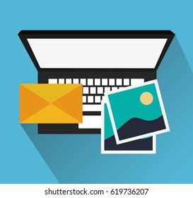 computer with instant messaging related icons image  