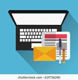 computer with instant messaging related icons image  