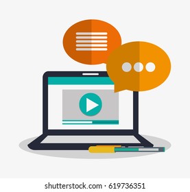 computer with instant messaging related icons image  