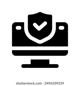 Icono de seguro de computadora. Icono de glifo de Vector para su Sitio web, móvil, presentación y diseño de logotipo.