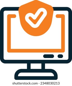 Icono mixto de seguro de computadora - Icono único, vector