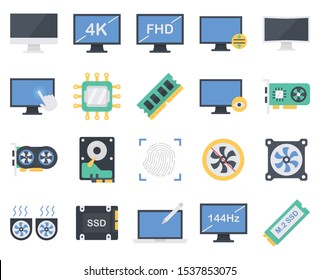 Computer Interface flat style 20 icon pack part 1 with elements for mobile concepts and web apps. Vector Illustration