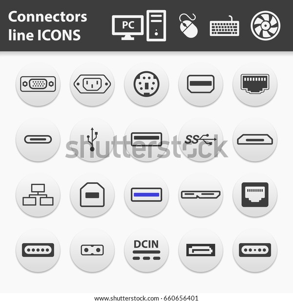 Computer Interface Ports Vector Icon Set Stock Vector Royalty Free