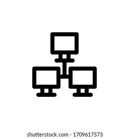 Computer Internet Connection Icon, isolated on white. User Interface Outline Icon.
