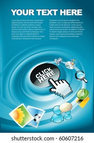 Computer, internet, entertainment concept. Colorful background with copy space, vector illustration