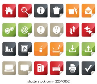 Computer and Internet Icon Set. Tag and Label Style