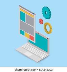 computer with internet related icons image 