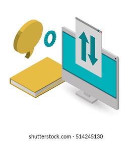 computer with internet related icons image 