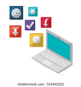 computer with internet related icons image 