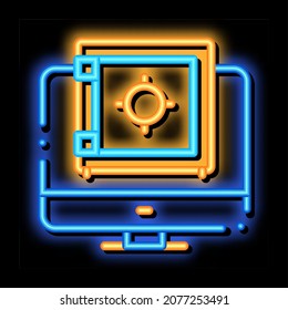 Computer Internet Safe Bank neon light sign vector. Glowing bright icon transparent symbol illustration