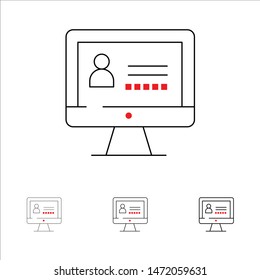 Computer, Internet, Security Bold and thin black line icon set