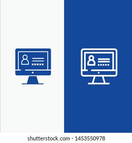 Computer, Internet, Security Line and Glyph Solid icon Blue banner Line and Glyph Solid icon Blue banner