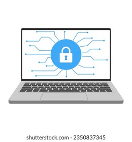 Computer internet security. Traffic encryption, VPN, privacy antivirus protection hack, design, vector, flat style.