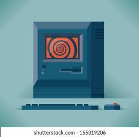 Computer, Internet, Social networking and Video Games addiction concept.