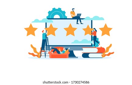 Bewertung von Computer Internet Star Review-Personen geben Rückkopplungen