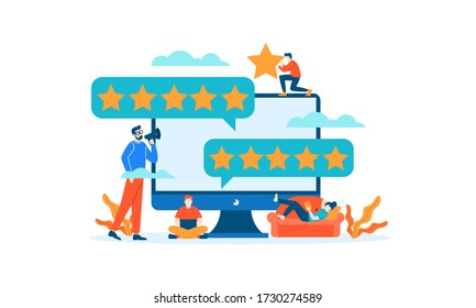 Computer internet Star Review rating people give feedback flat illustration