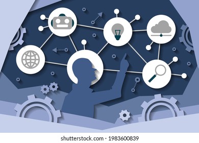 Concepto de Tecnologías de la Computación e Internet, ilustración vectorial de diseño de corte de papel para diseño gráfico y web