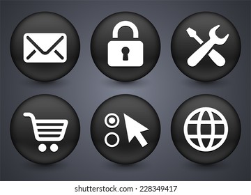Computer and Internet Technology on Black Round Buttons