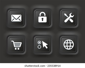 Computer and Internet Technology on Black  Bevel Square Buttons