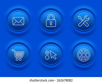 Computer and Internet Technology  on Blue Round Buttons