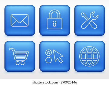 Computer and Internet Technology  on Blue Square Buttons