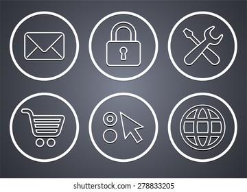 Computer and Internet Technology  on Grey Round Buttons