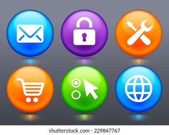Computer and Internet Technology on Multi Color Round Buttons