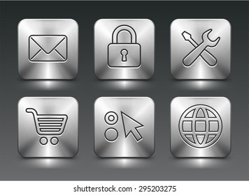 Computer and Internet Technology  on Silver Square Buttons