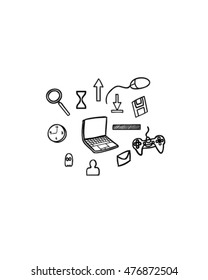 Computer and internet tool doodle(vector art)