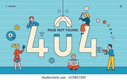 Computer Internet Web Page 404 Error Template. flat design style minimal vector illustration.