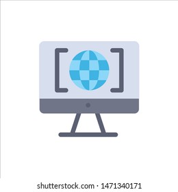 Computer, Internet, World, Big Think  Flat Color Icon. Vector icon banner Template. Vector Icon Template background