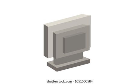 Computer isolated back view vector illustration