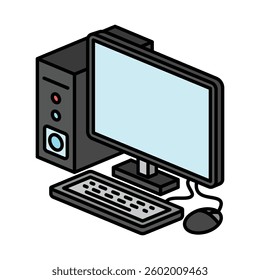 Computer isometric 3D color icon, mini illustration. use for modern concept, print, UI, UX kit, web and app development. Vector EPS 10, related to learning and education, science