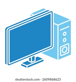 Computer isometric 3D dual tone icon, mini illustration. use for modern concept, print, UI, UX kit, web and app development. Vector EPS 10, related to learning and education, science