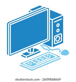 Computer isometric 3D dual tone icon, mini illustration. use for modern concept, print, UI, UX kit, web and app development. Vector EPS 10, related to learning and education, science
