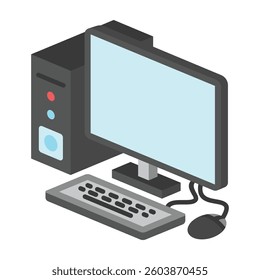 Computer isometric 3D icon, mini illustration. use for modern concept, print, UI, UX kit, web and app development. Vector EPS 10, related to learning and education, science