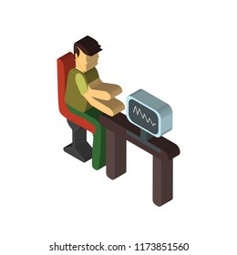 Computer isometric left top view 3D icon