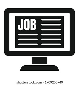 Computer job search icon. Simple illustration of computer job search vector icon for web design isolated on white background