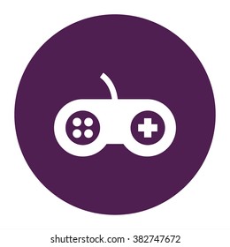 Computer joystick, console controller. Vector icon purple
