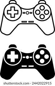 Computer Joystick Icons. Black and White Vector Joystick Icons for Video Games. Game Console Symbol