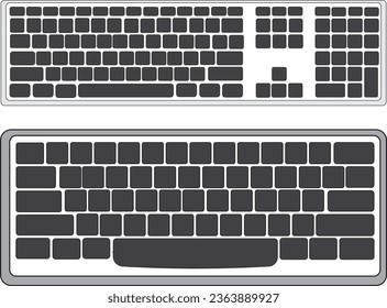 Computer Key Board vector illustration line art eps