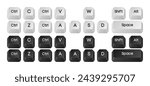 Computer key combinations. Set of key combinations. Command set icons. Computer keyboard button set. Vector Illustration.