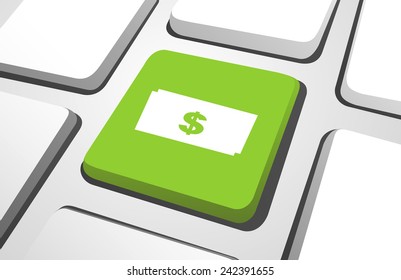 Computer Key : Currency Dollar Sign Vector