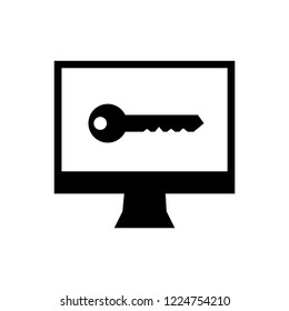 Computer and key glyph icon