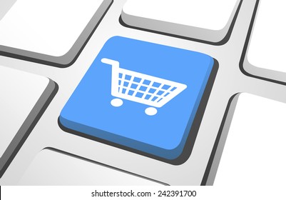 Computer Key : Shopping Cart Vector
