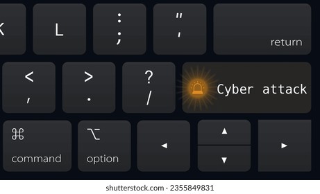 Computer Key Showing cyber attack, high quality vector