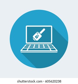 Computer key - Vector flat icon